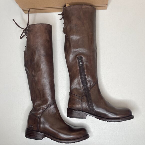 BED STU Manchester Distressed Brown Leather Tall Riding Boots BedStu Size 6.5 - Picture 3 of 16